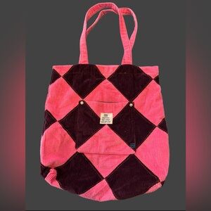 BDG Pink and Brown Argyle Tote Bag